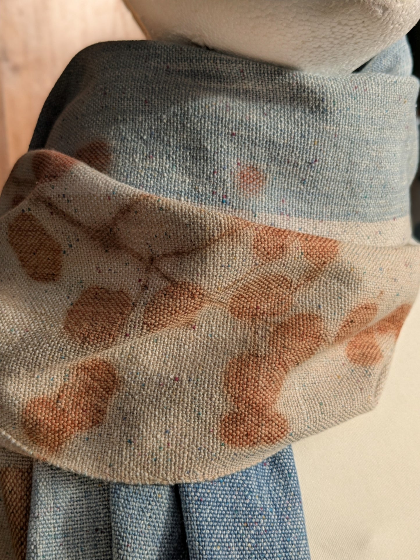 "blossom on the beach" handwoven & eco-printed shawl