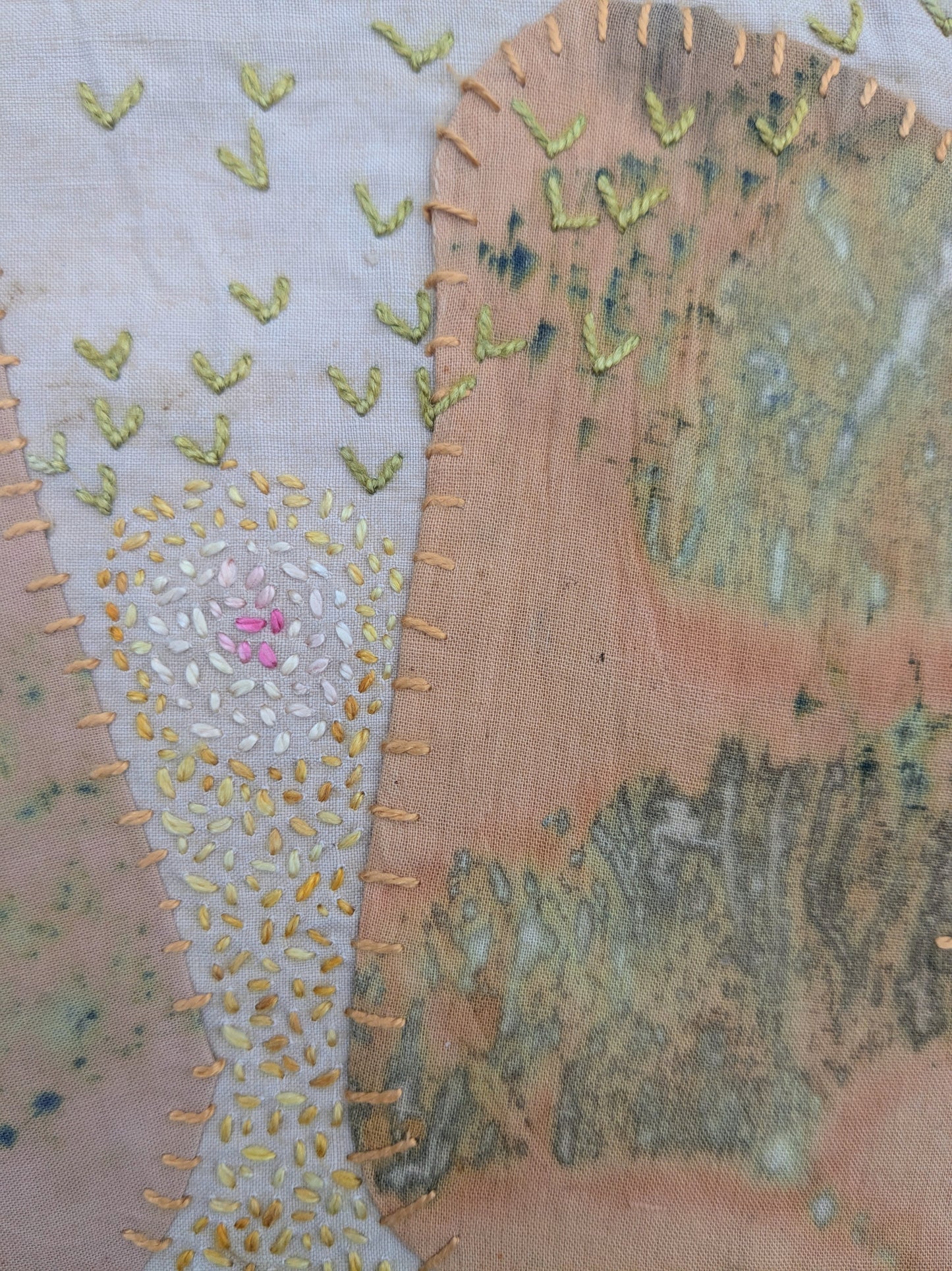 "listen" mini eco-printed art quilt