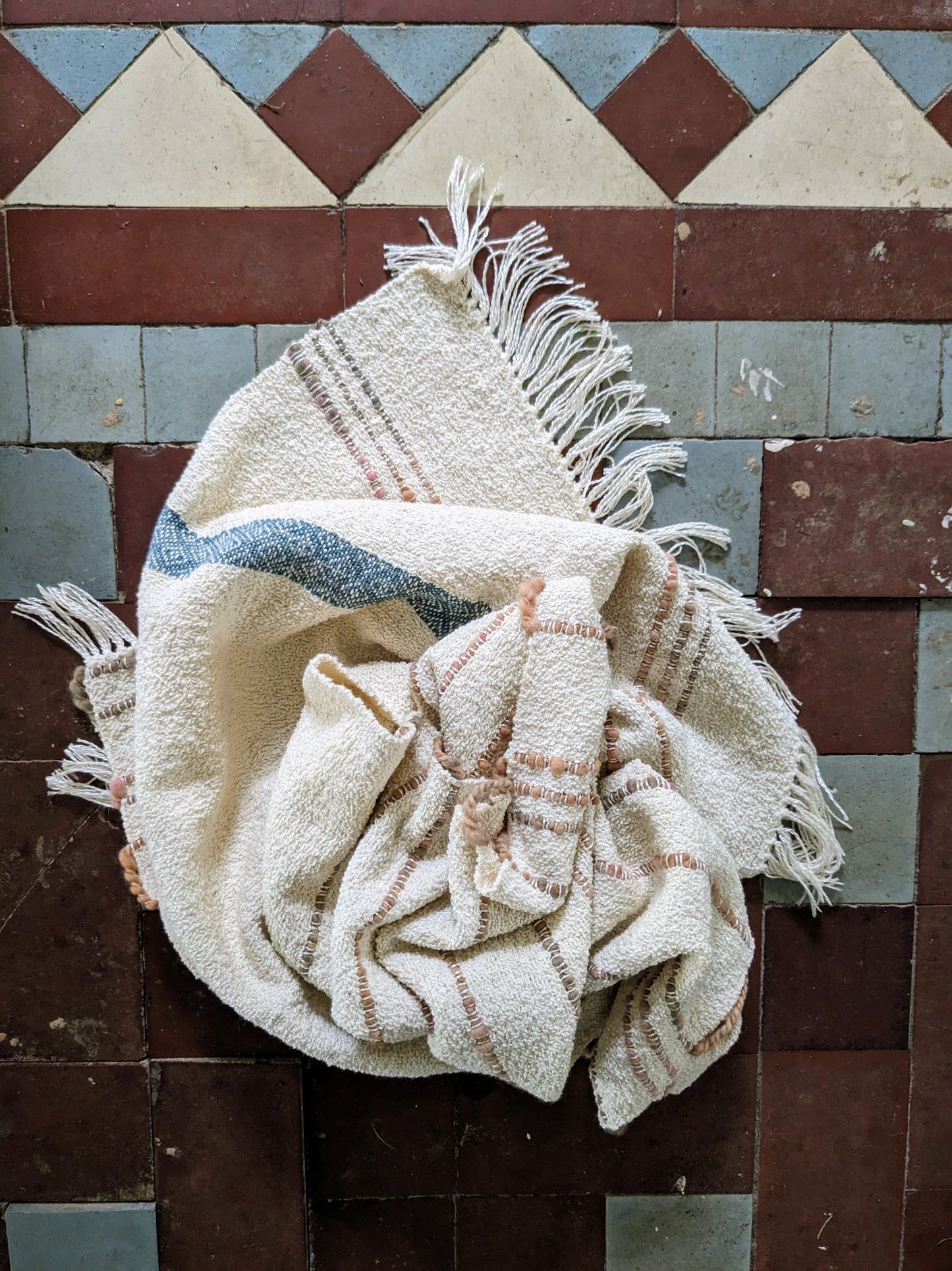 boucle cotton and silk handwoven scarf