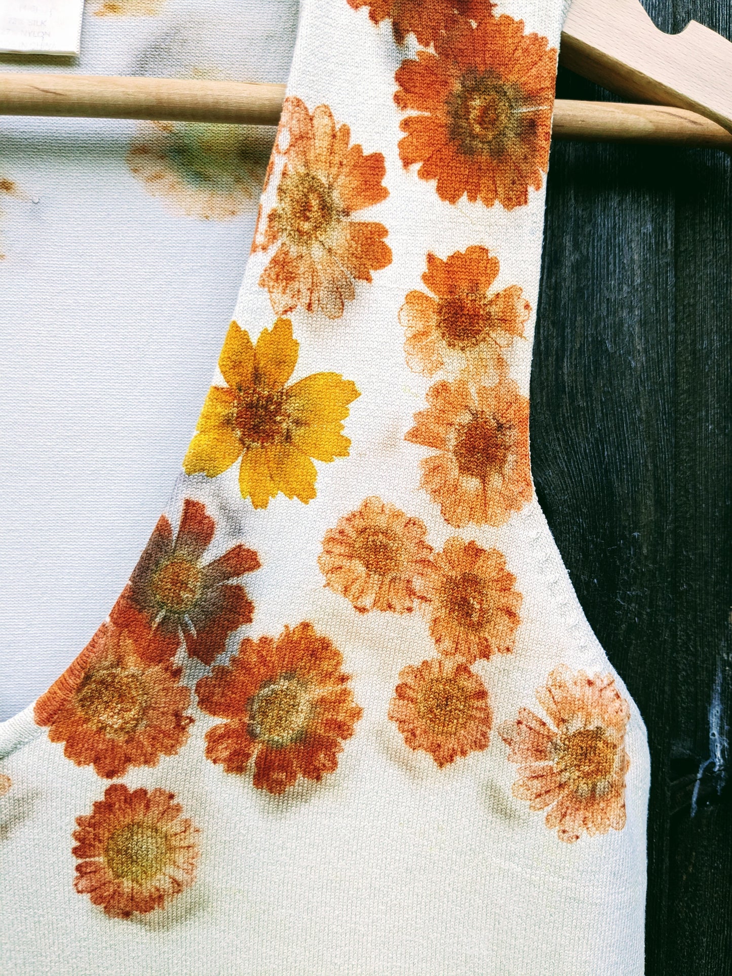 coreopsis eco-printed silk sleeveless top, size: adult S