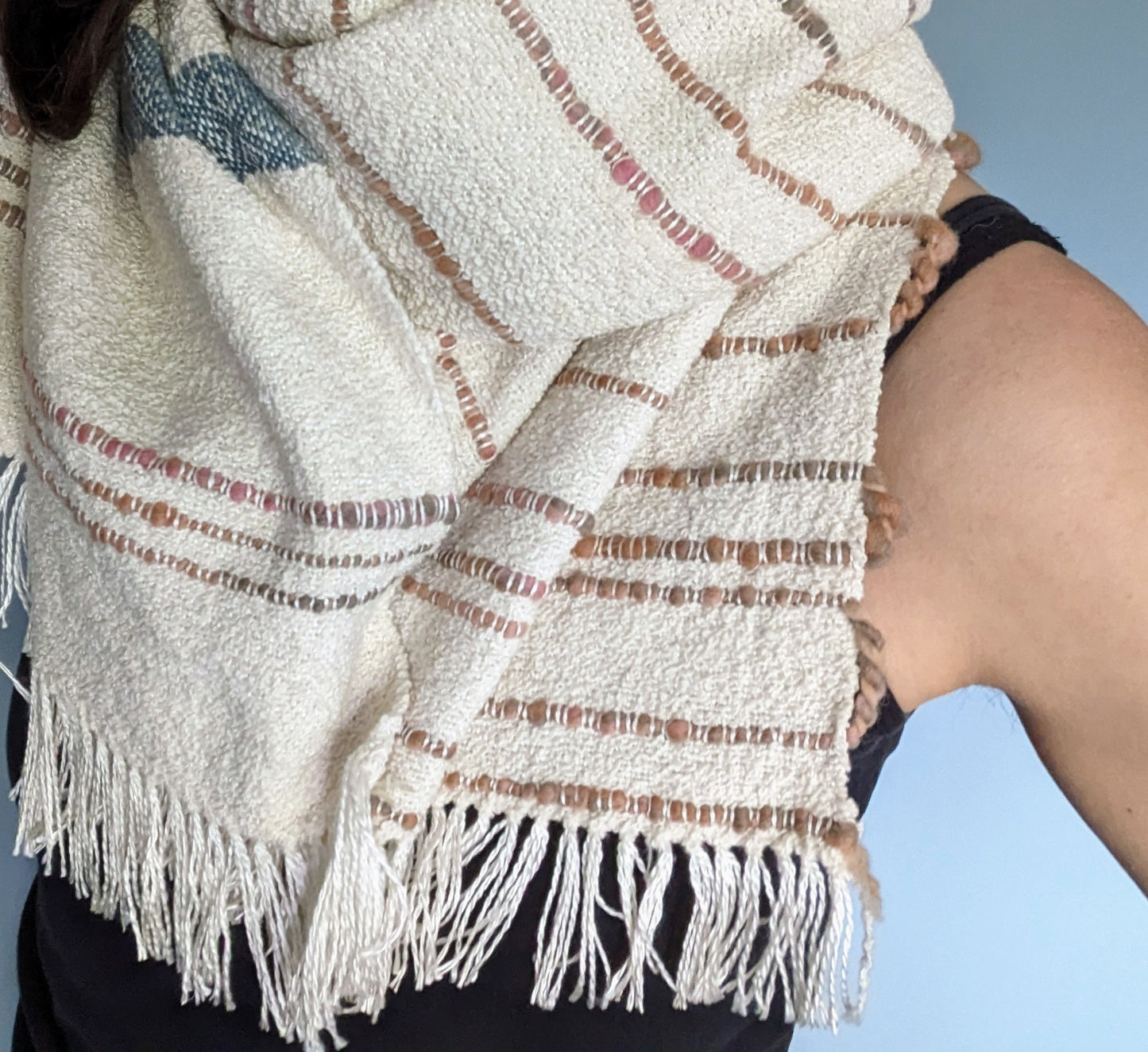 boucle cotton and silk handwoven scarf