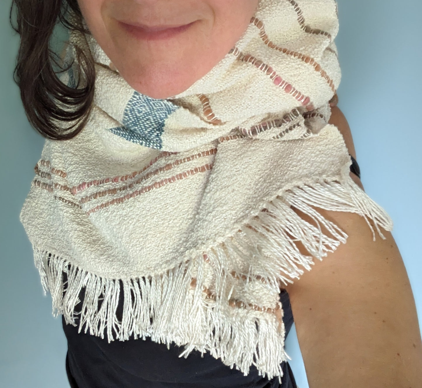 boucle cotton and silk handwoven scarf