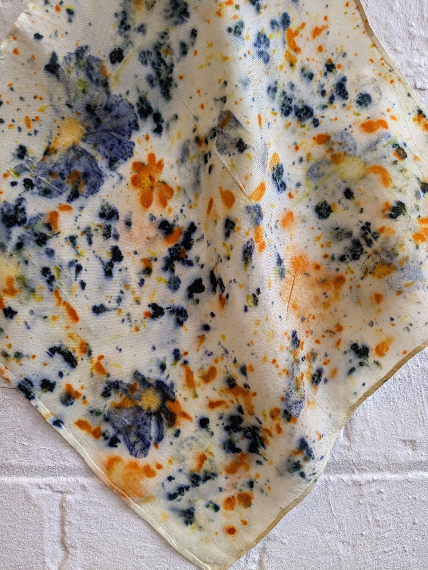 cosmos & scabiosa eco-printed silk handkerchief