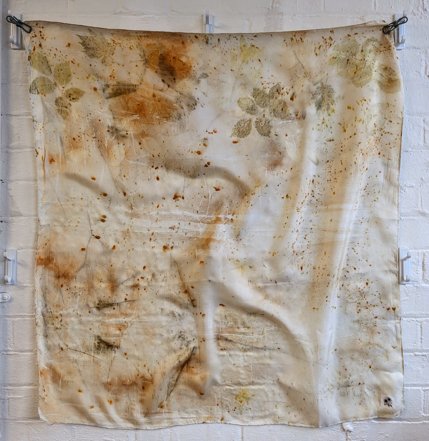 rose leaf & coreopsis eco-printed silk scarf (A)