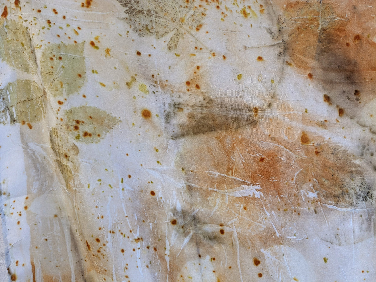 rose leaf & coreopsis eco-printed silk scarf (A)