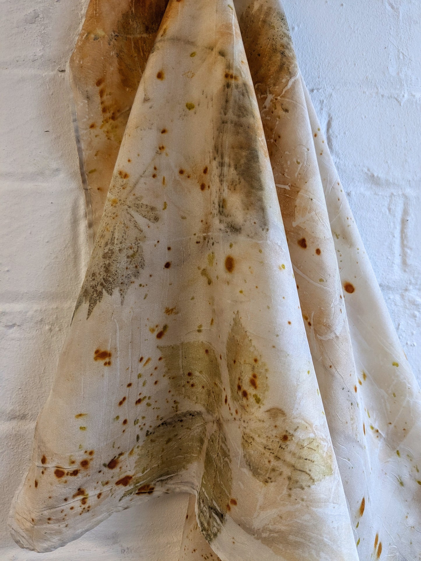rose leaf & coreopsis eco-printed silk scarf (A)