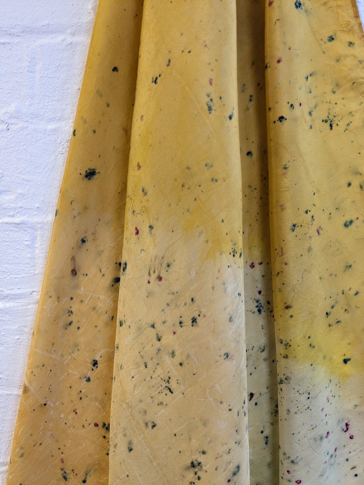 dyers camomile, coreopsis, cochineal & scabiosa naturally dyed silk scarf