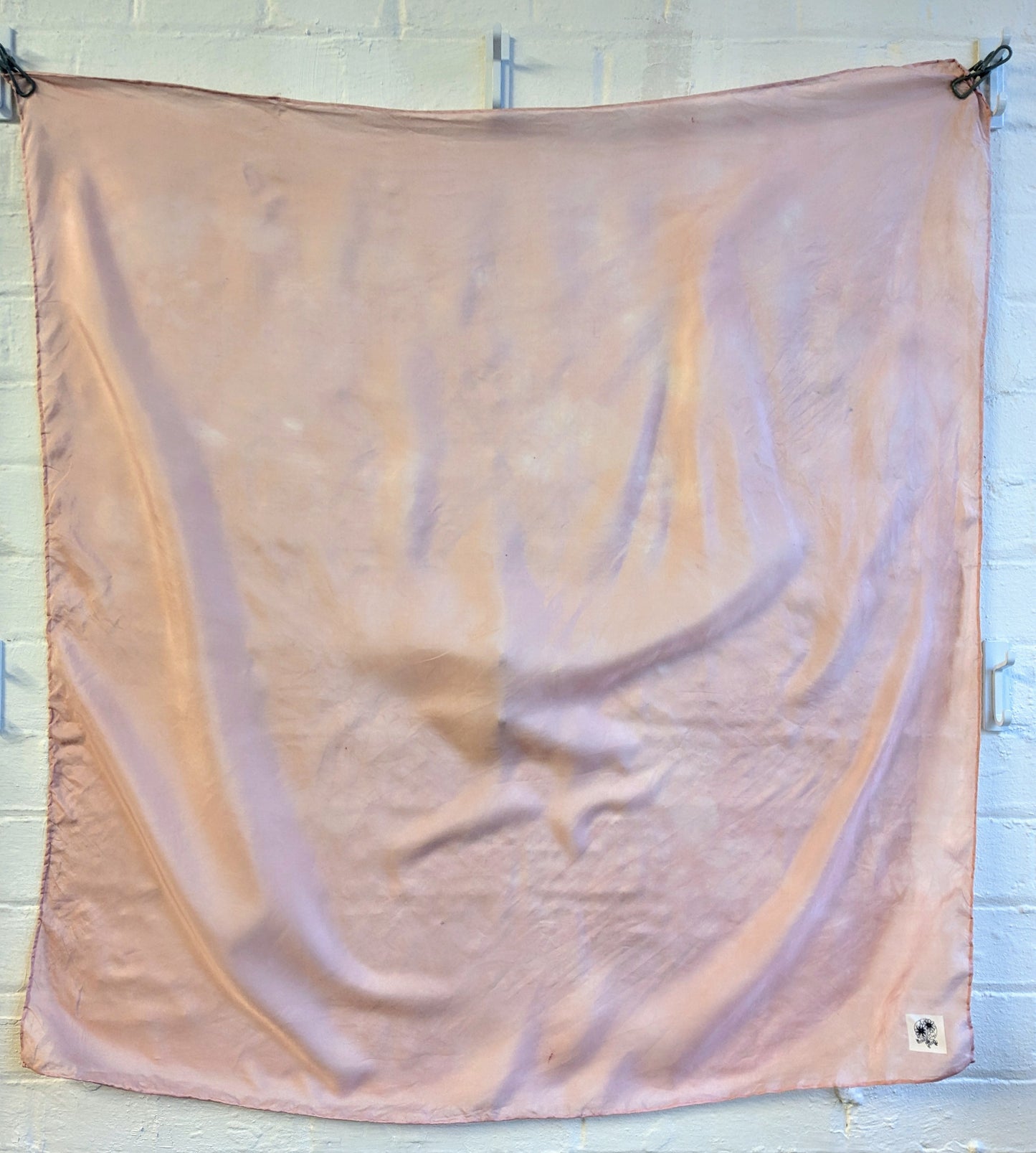 cochineal naturally dyed silk scarf (A)