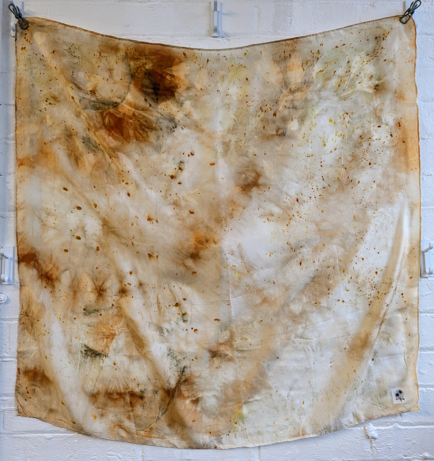 rose leaf & coreopsis eco-printed silk scarf (B)