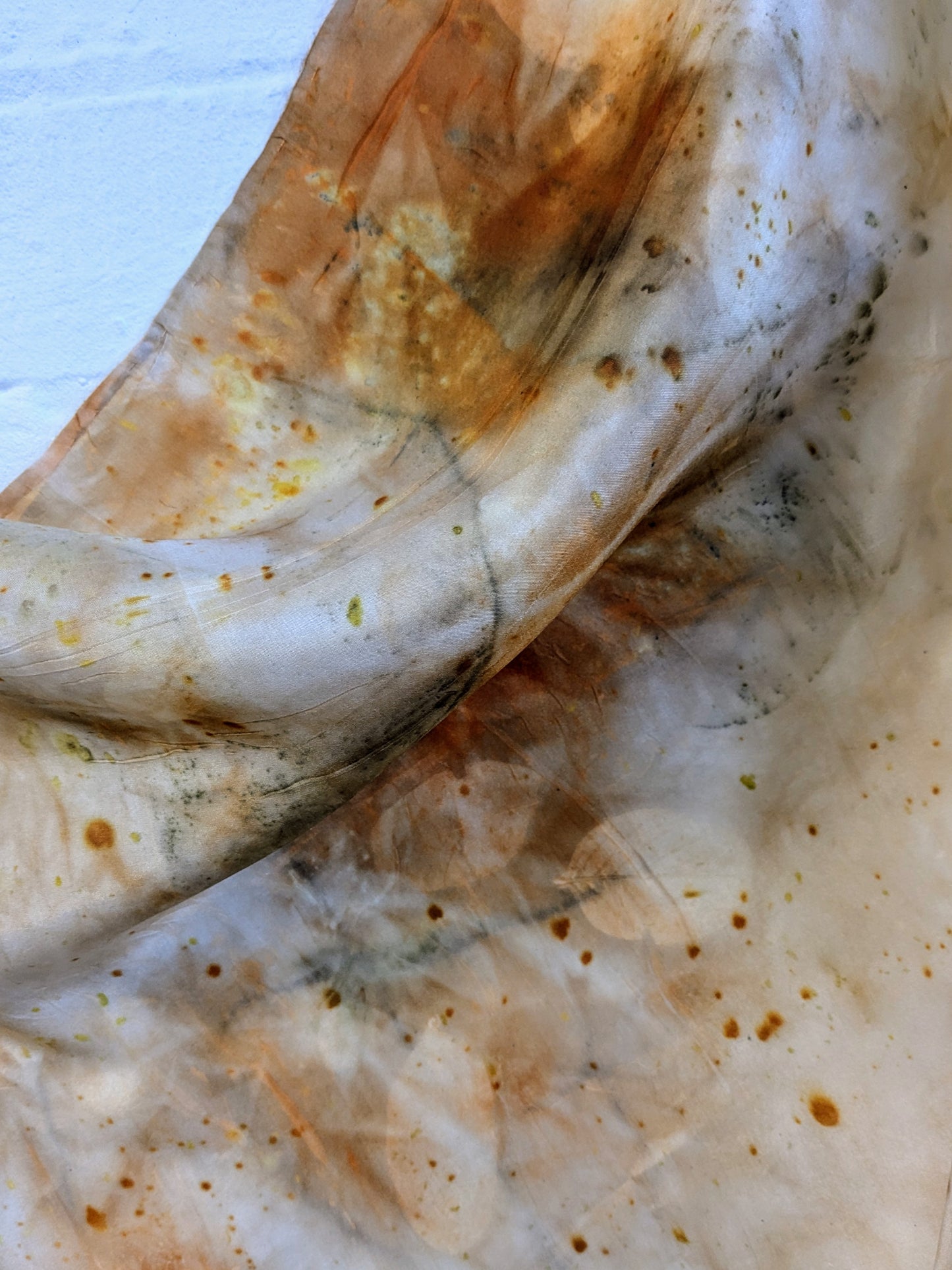 rose leaf & coreopsis eco-printed silk scarf (B)