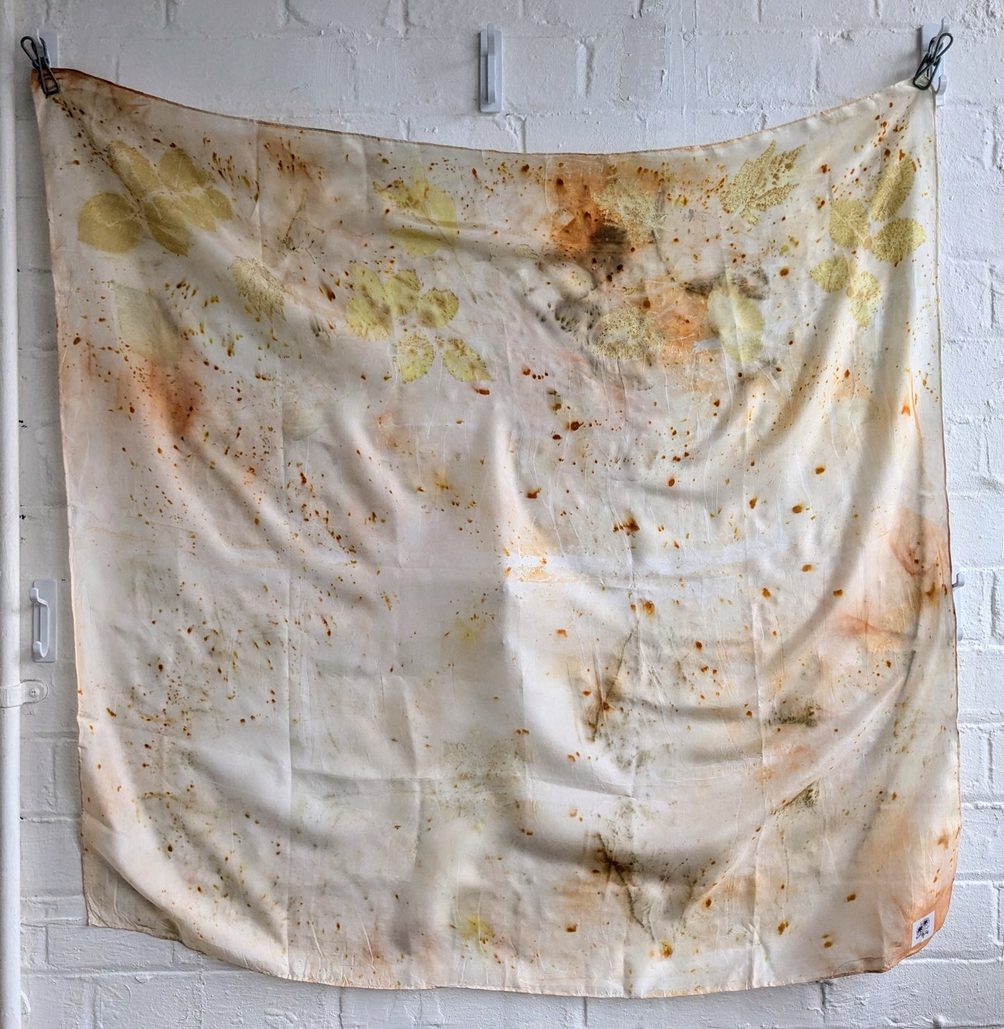 rose leaf & coreopsis eco-printed silk scarf (C)