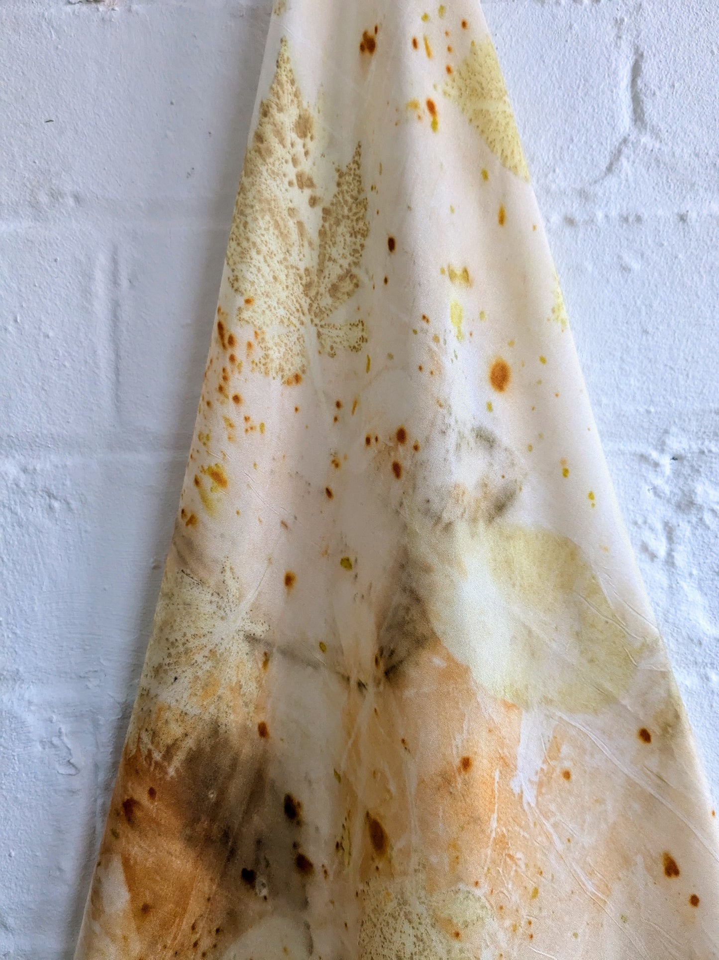 rose leaf & coreopsis eco-printed silk scarf (C)