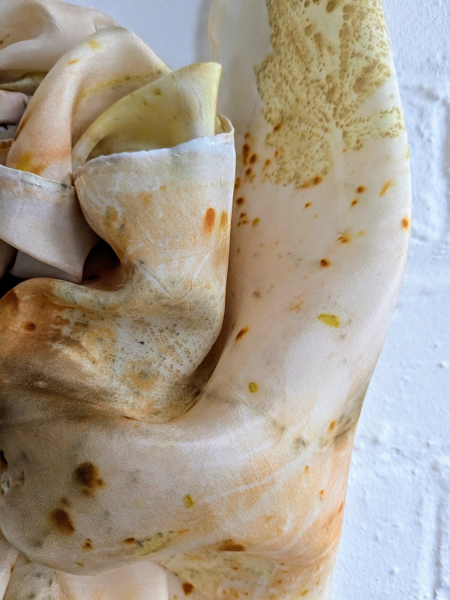 rose leaf & coreopsis eco-printed silk scarf (C)