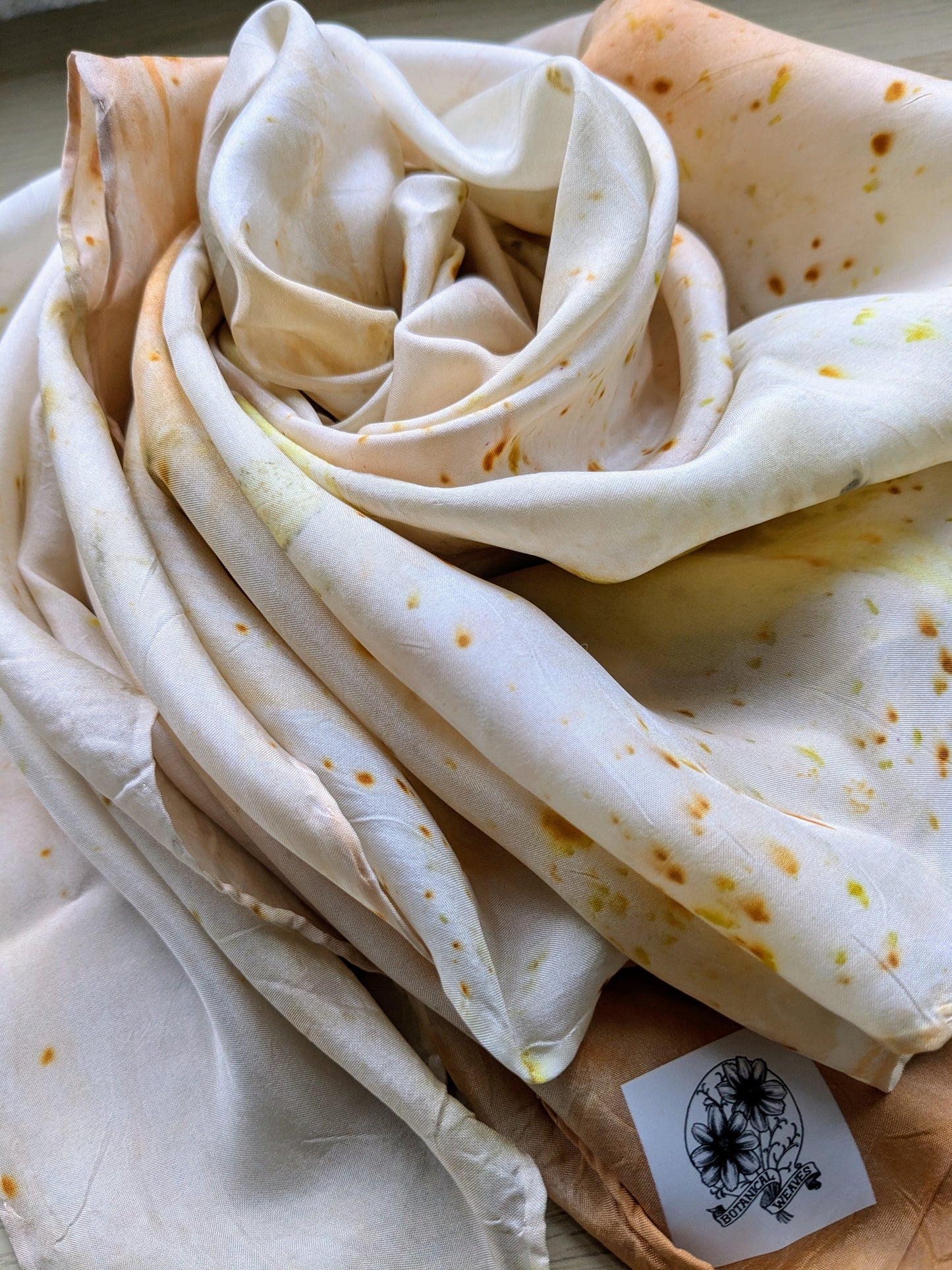 rose leaf & coreopsis eco-printed silk scarf (C)