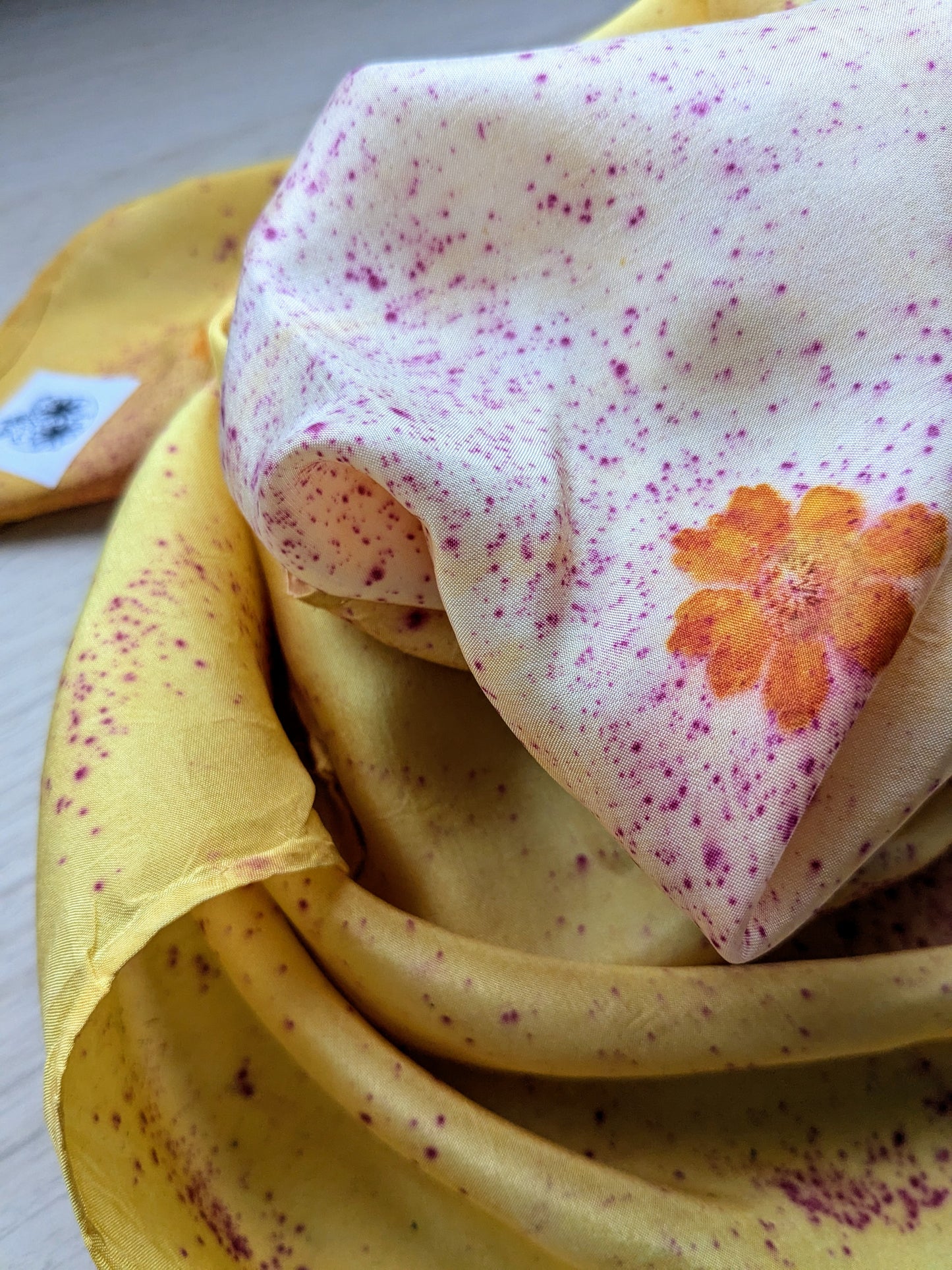 cosmos & dyers camomile eco-printed silk scarf