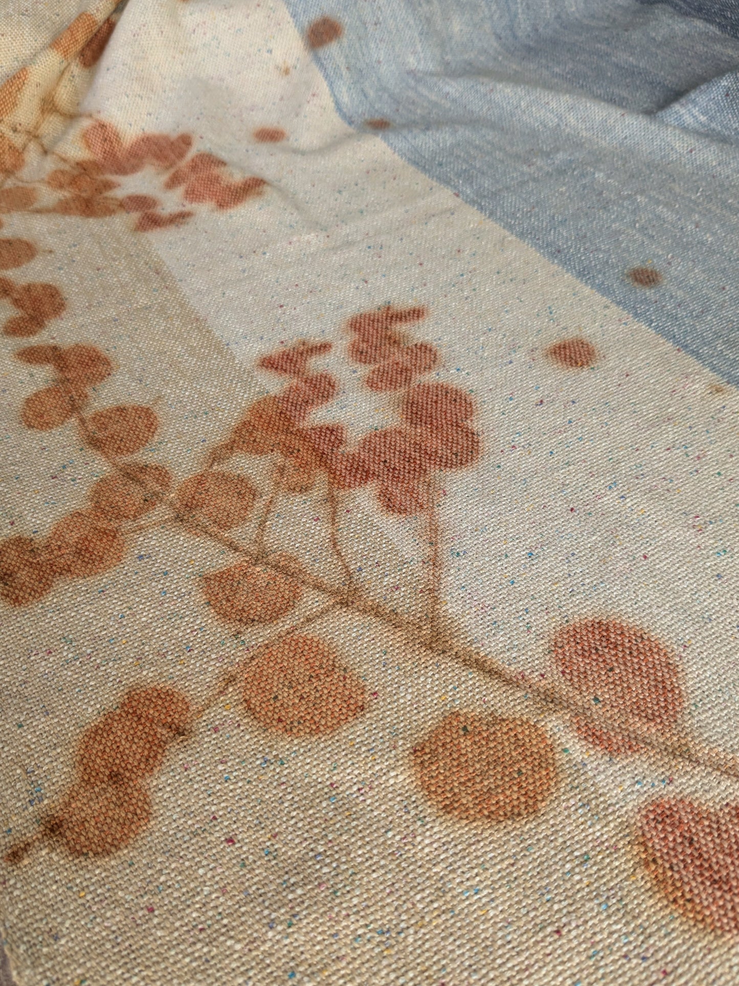 "blossom on the beach" handwoven & eco-printed shawl