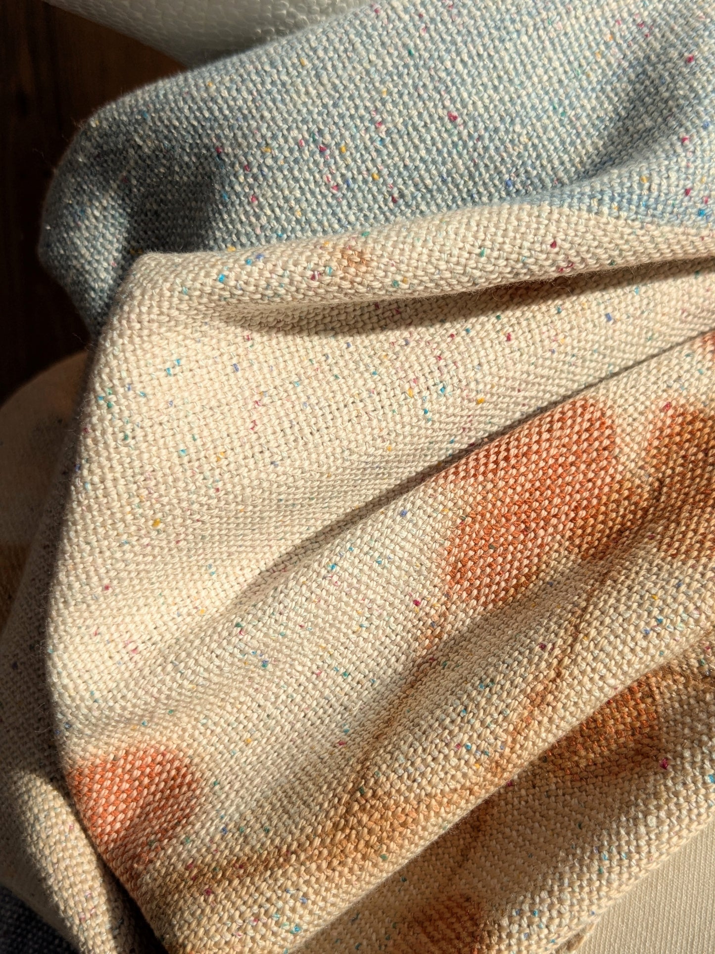 "blossom on the beach" handwoven & eco-printed shawl