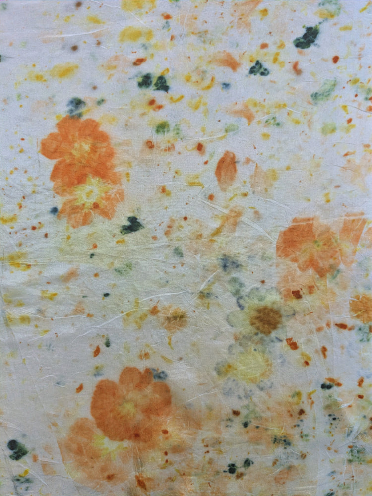 cosmos & scabiosa eco-printed silk scarf