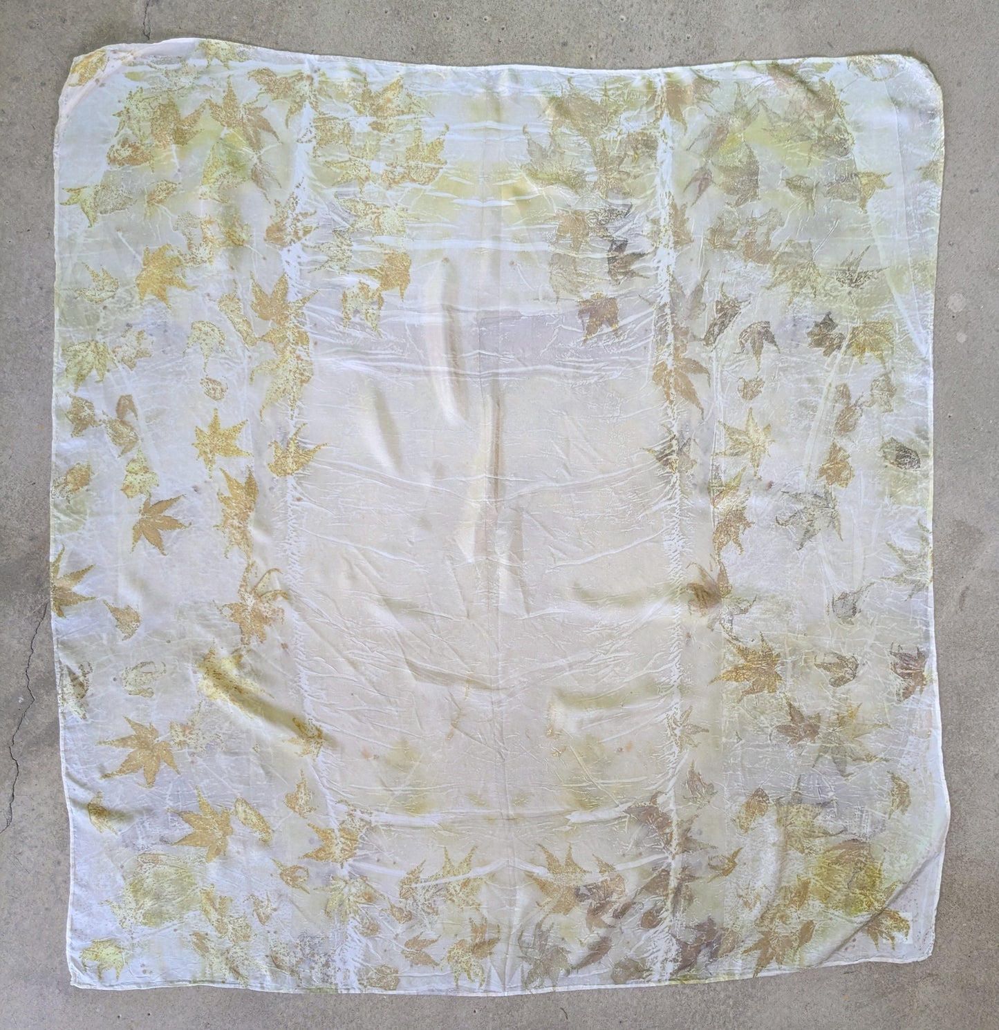 acer leaf eco-printed silk scarf