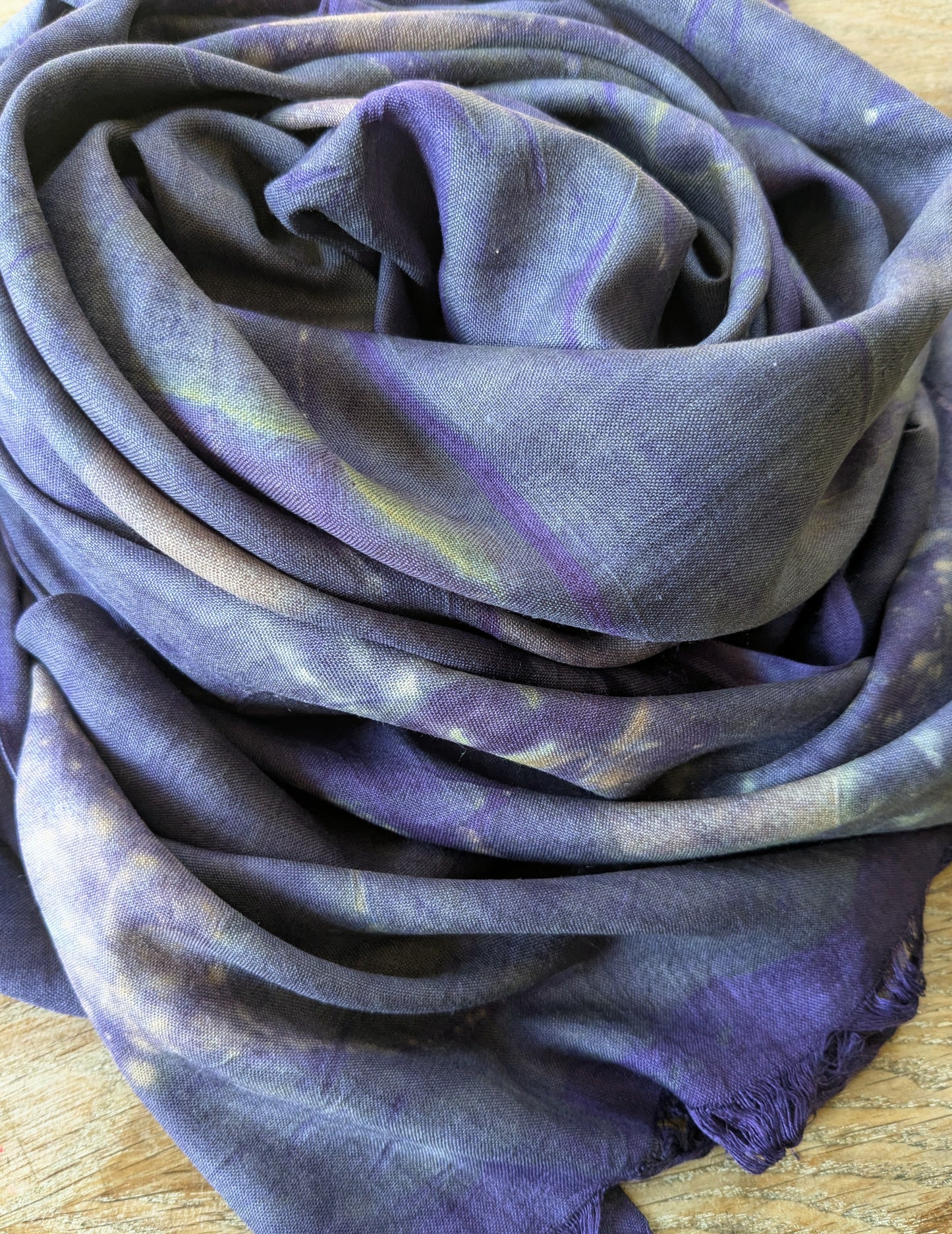 gingko leaf & logwood eco-printed eri silk shawl