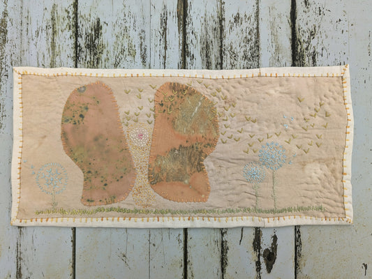 "listen" mini eco-printed art quilt