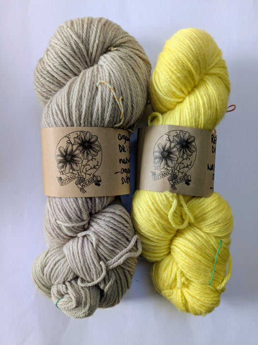 yarn: naturally dyed with logwood & weld flowers