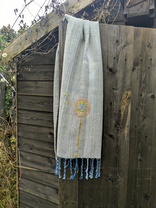 "rainbow wishes" handwoven & embroidered scarf