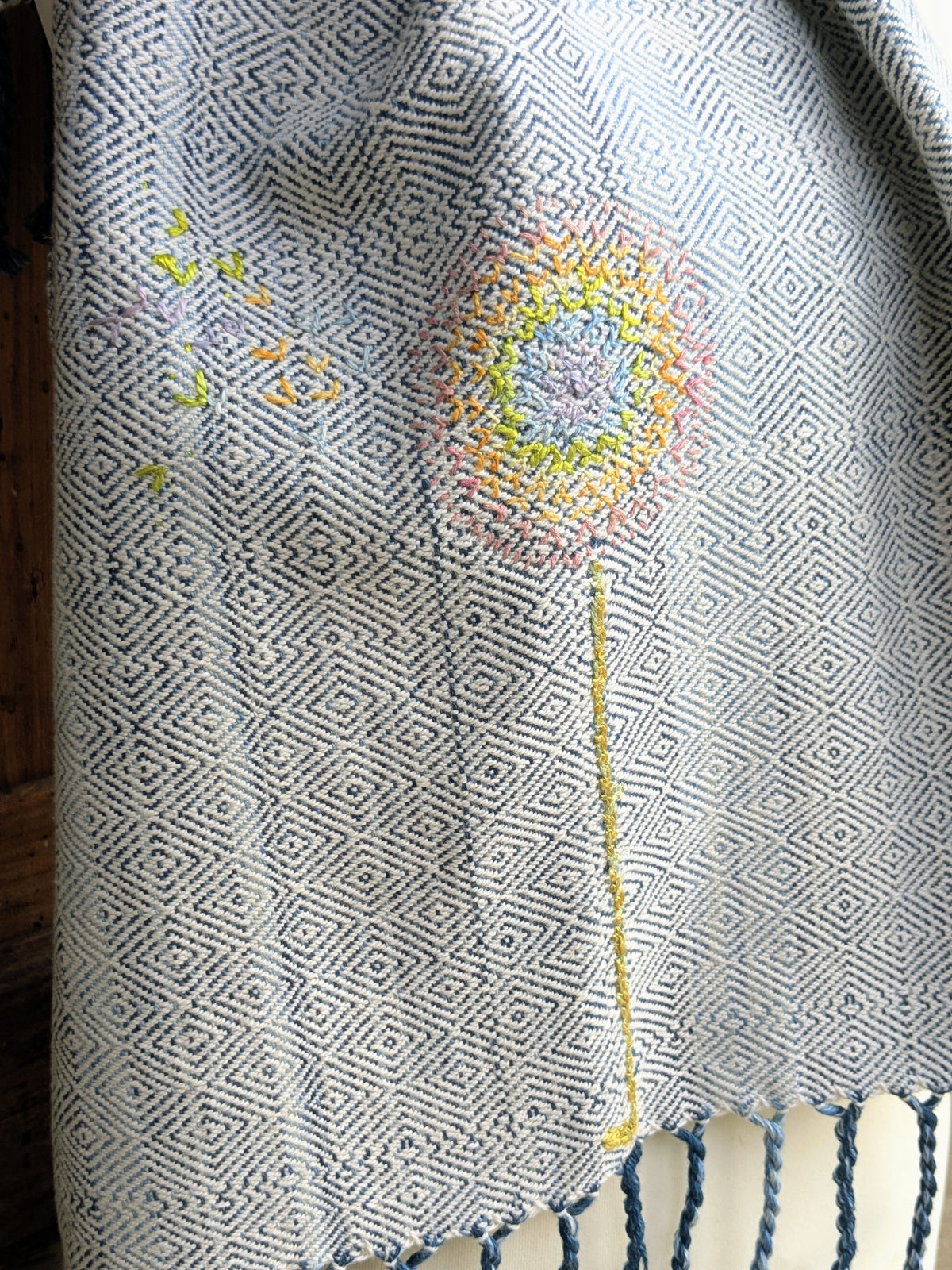 "rainbow wishes" handwoven & embroidered scarf