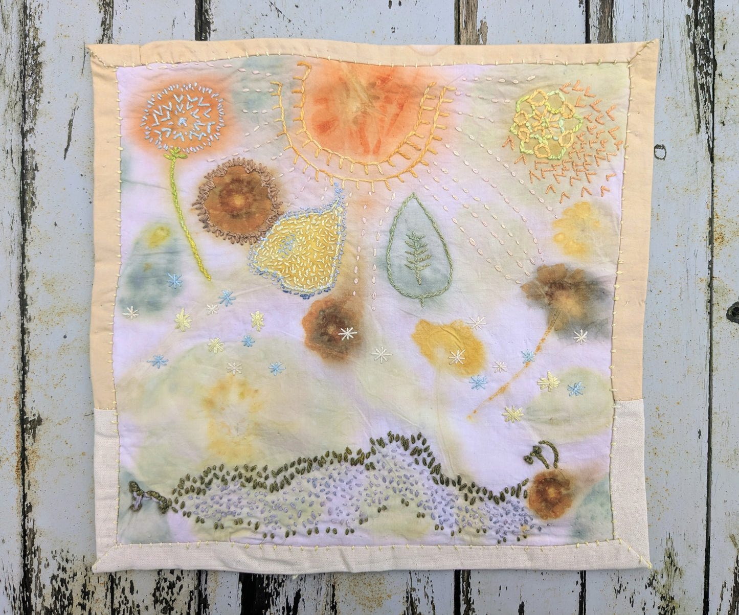 "the time of gifts" mini eco-printed art quilt