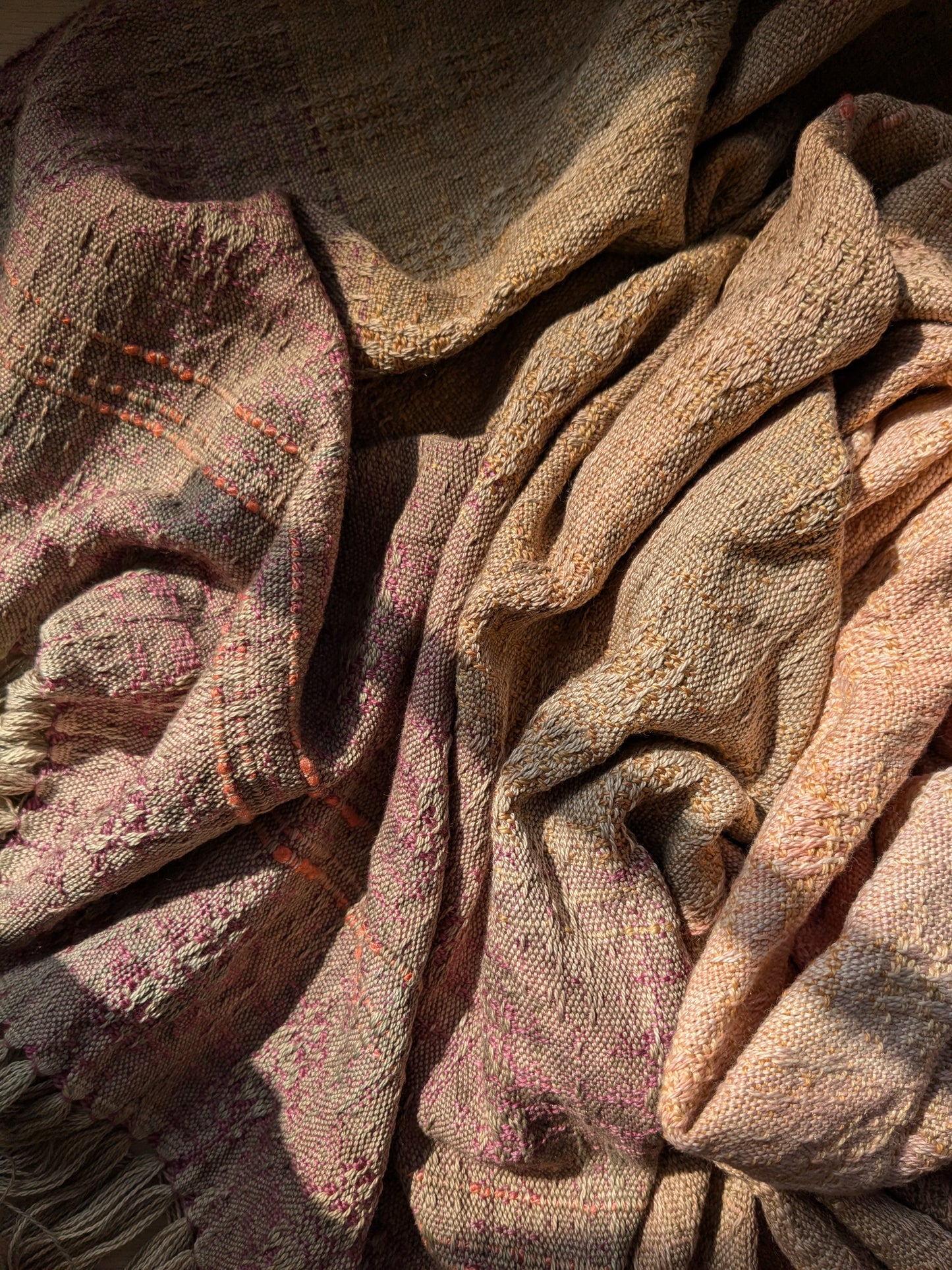 "winter sunrise" handwoven shawl