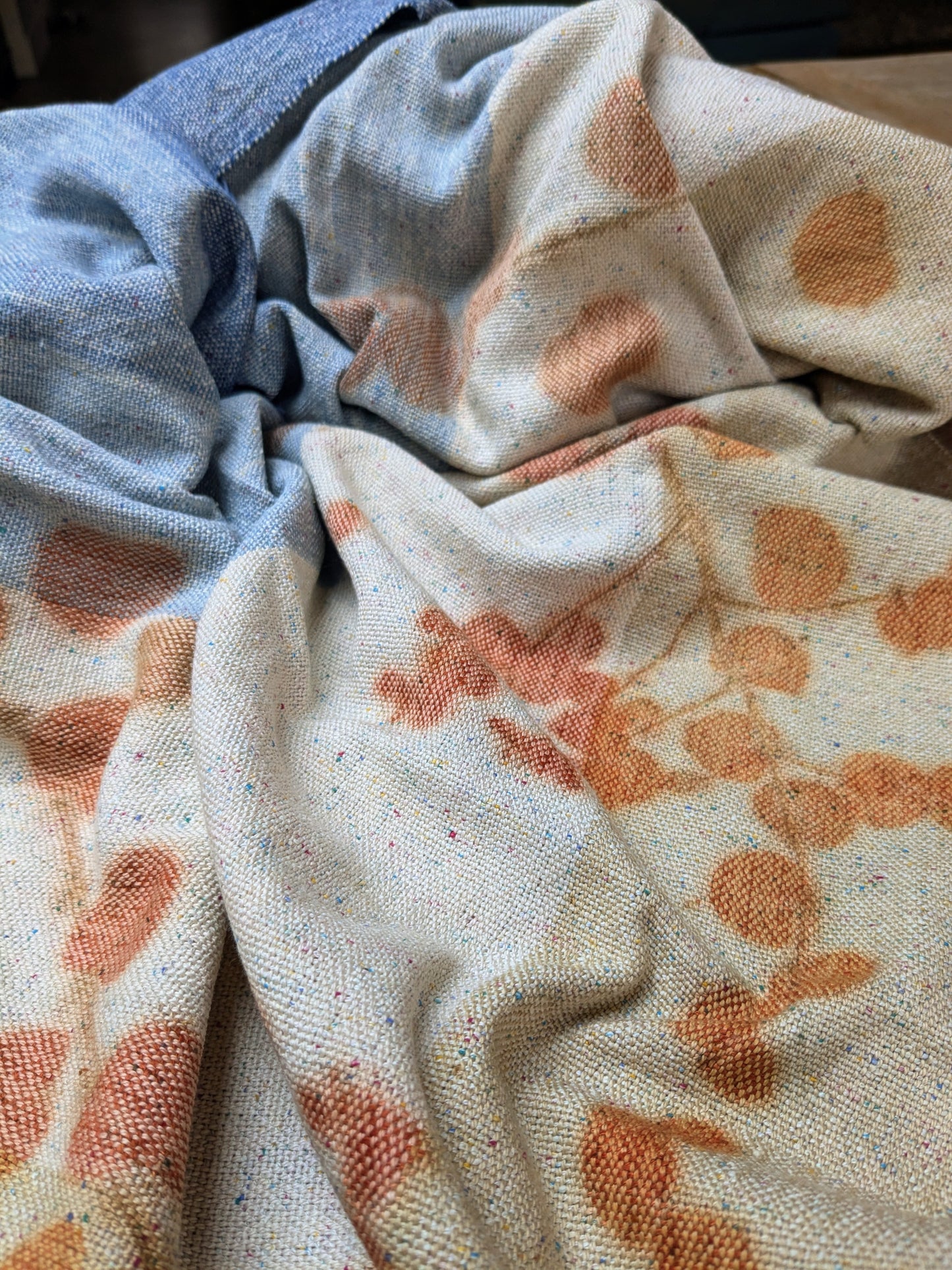 "blossom on the beach" handwoven & eco-printed shawl