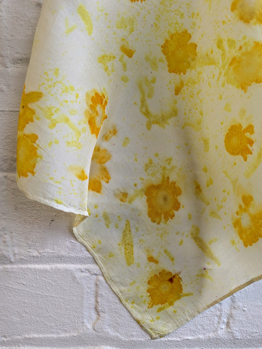 dyers camomile eco-printed silk handkerchief