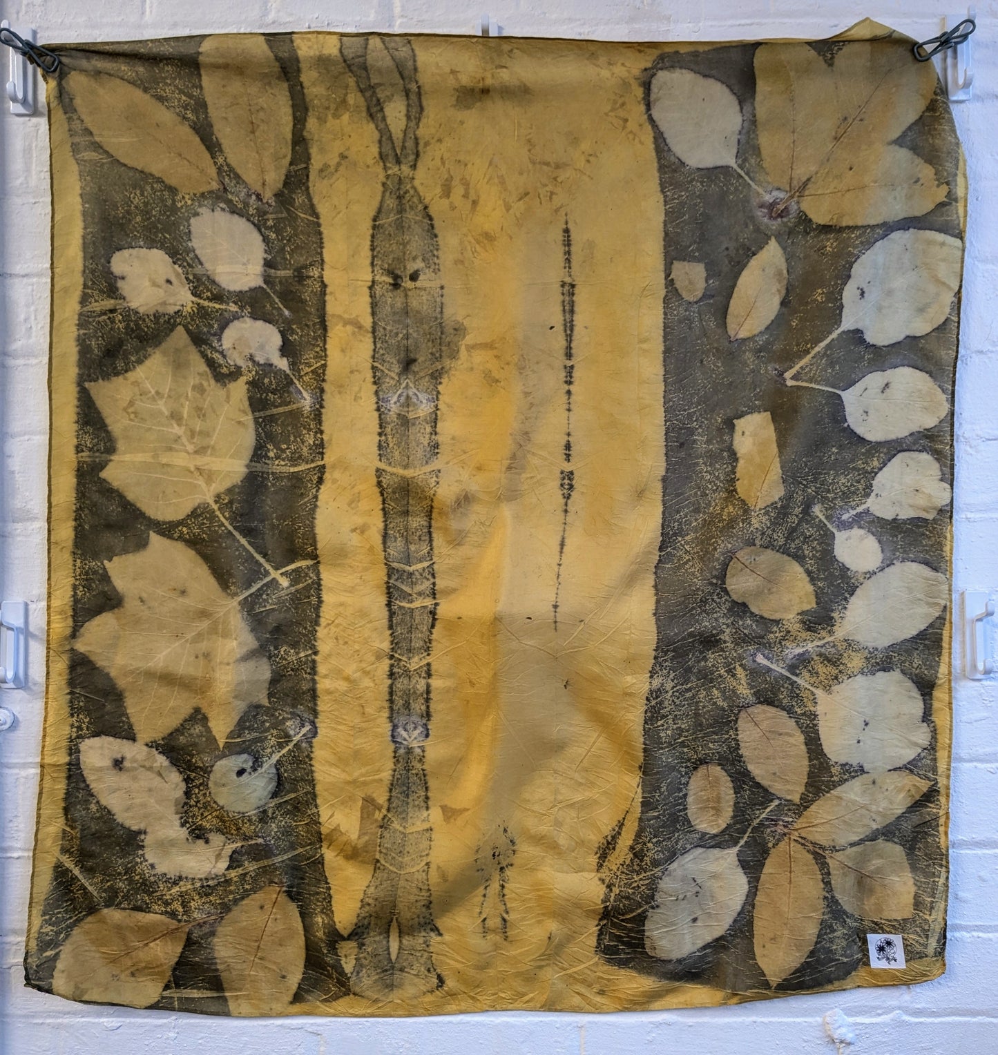 tulip tree, walnut leaf & smokebush eco-printed silk scarf