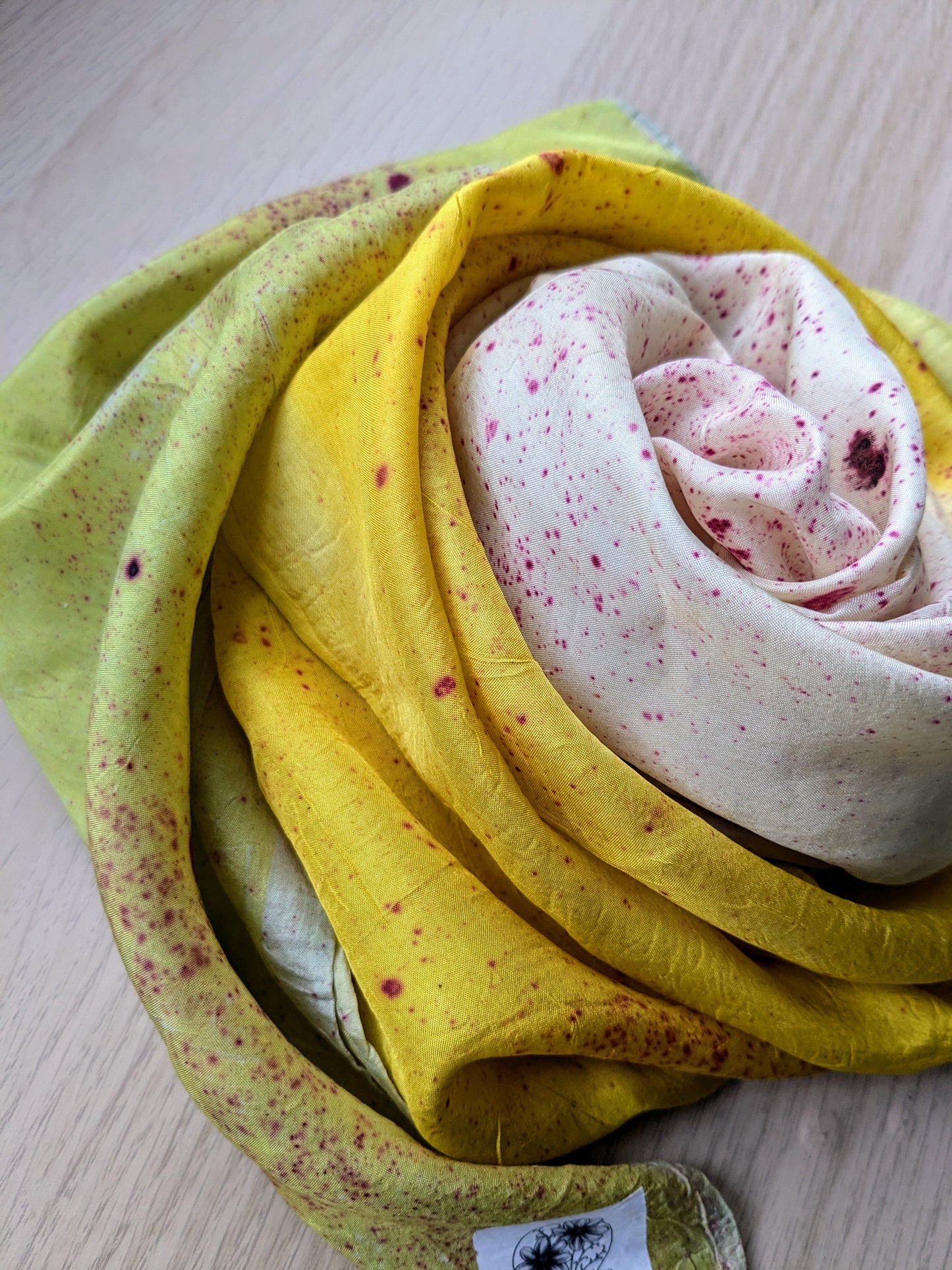 indigo, weld & cochineal naturally dyed silk scarf