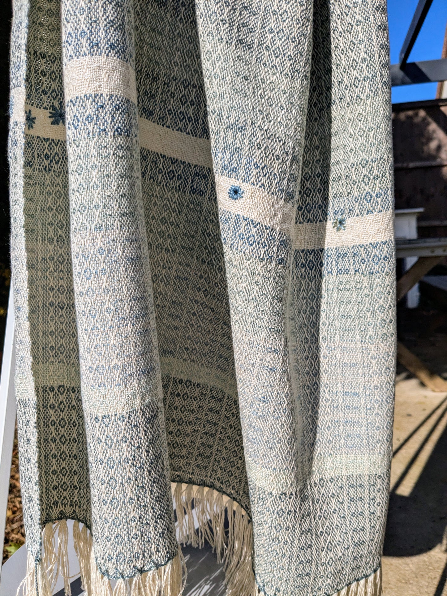 "winter sky" handwoven shawl