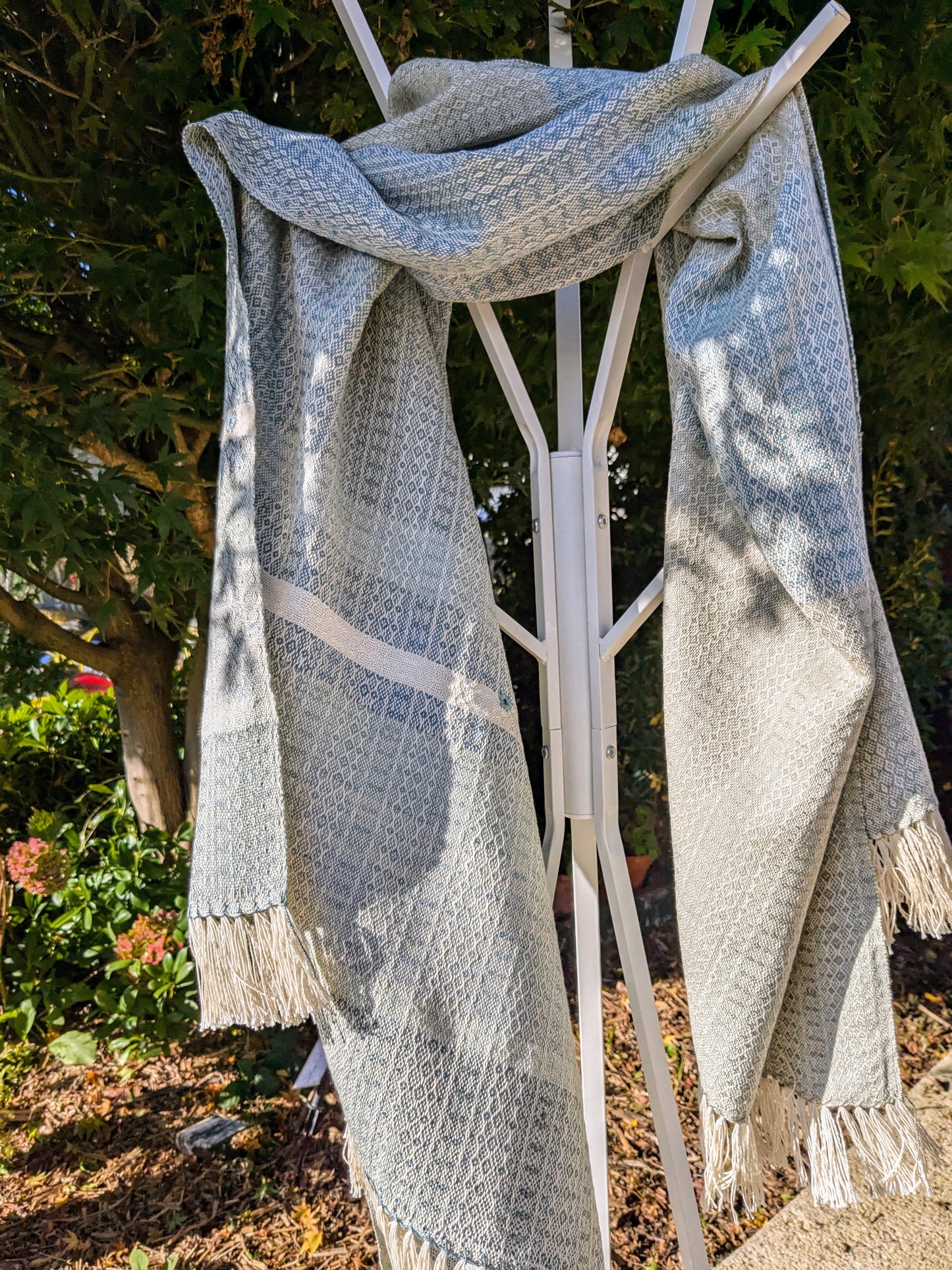 "winter sky" handwoven shawl